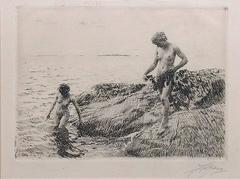 Seaward Skerries, Etching on Cream Paper, 1918, Swedish