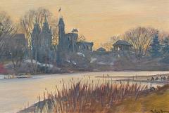 Belvedere Castle, Central Park, New York, Oil on Canvas, Signed Julian Barrow