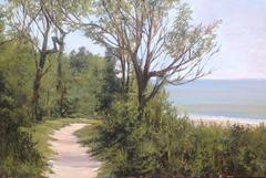 Path to Isabella Beach, Fisher's Island, Oil on Panel, American Contemporary