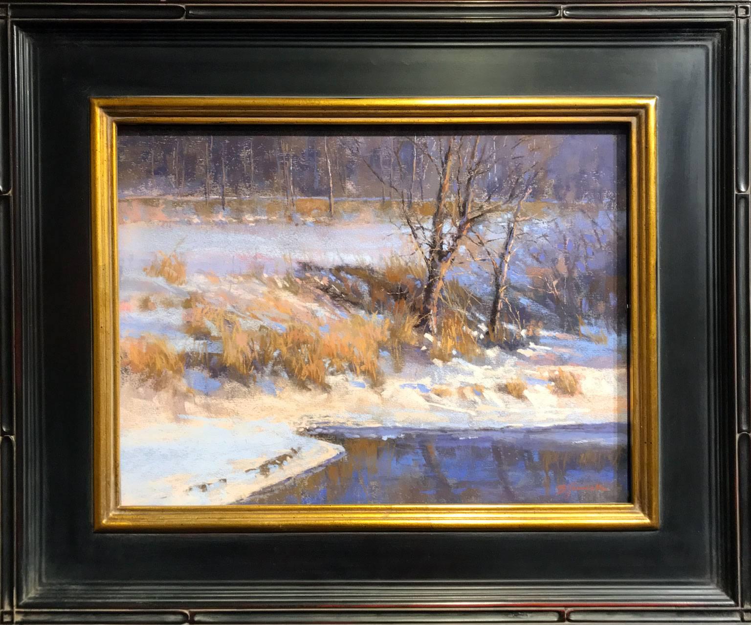 Pastel sur papier, soirée d'hiver, États-Unis - Art de Barbara Jaenicke