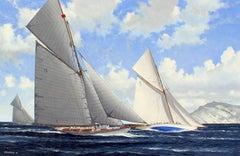 Classic Yachts Racing - Marseille, Oil on Canvas, British