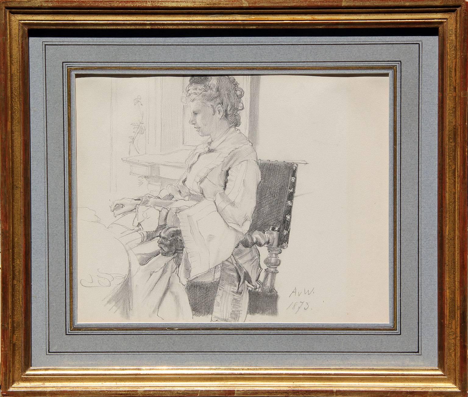 ANTON ALEXANDER VON WERNER
German, 1843–1915

Portrait of the Artist’s Wife, Malvina

Signed with initials and dated A v W./ 1873
Pencil on paper
8½ x 11 inches (21.1 x 28.2 cm)
Framed: 13 x 15¼ inches (33 x 38.7 cm.)

The artist’s wife, Malvina,