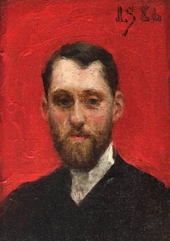 Self Portrait, Julius LeBlanc Stewart, Oil on Panel 