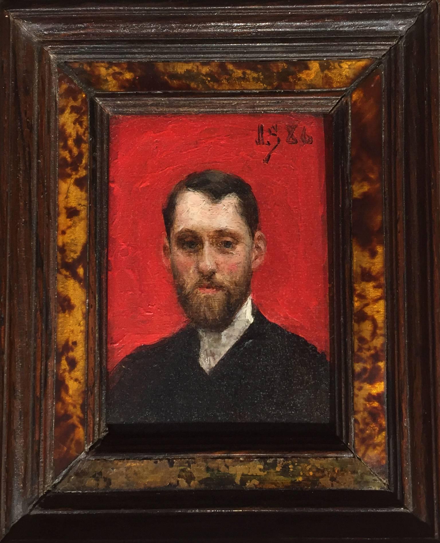 Self Portrait, Julius LeBlanc Stewart, Oil on Panel  - Painting by Julius Leblanc Stewart