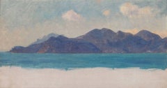 A Mediterranean Coastal Study, Oil on Panel, Sir Ernest Waterlow, British