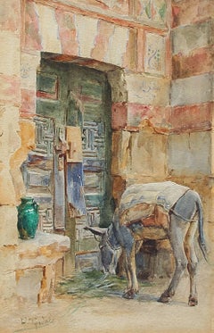 A Mosque Doorway, Watercolor on Card, Walter Tyndale, British