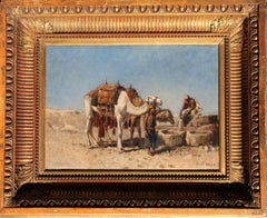 Camels at a Well, Tangiers, Oil on Canvas, Edwin Lord Weeks, American, 1880