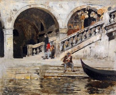 Rialto Bridge, Venice, Italy, Edwin Lord Weeks, Oil on Board