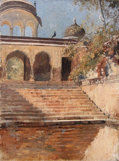 Steps in Sunlight (India), Oil on Canvas, Edwin Lord Weeks, American
