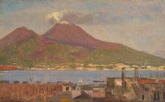 Bay of Naples with Vesuvius, Oil on Paper, George Henry Yewell, American, 1871