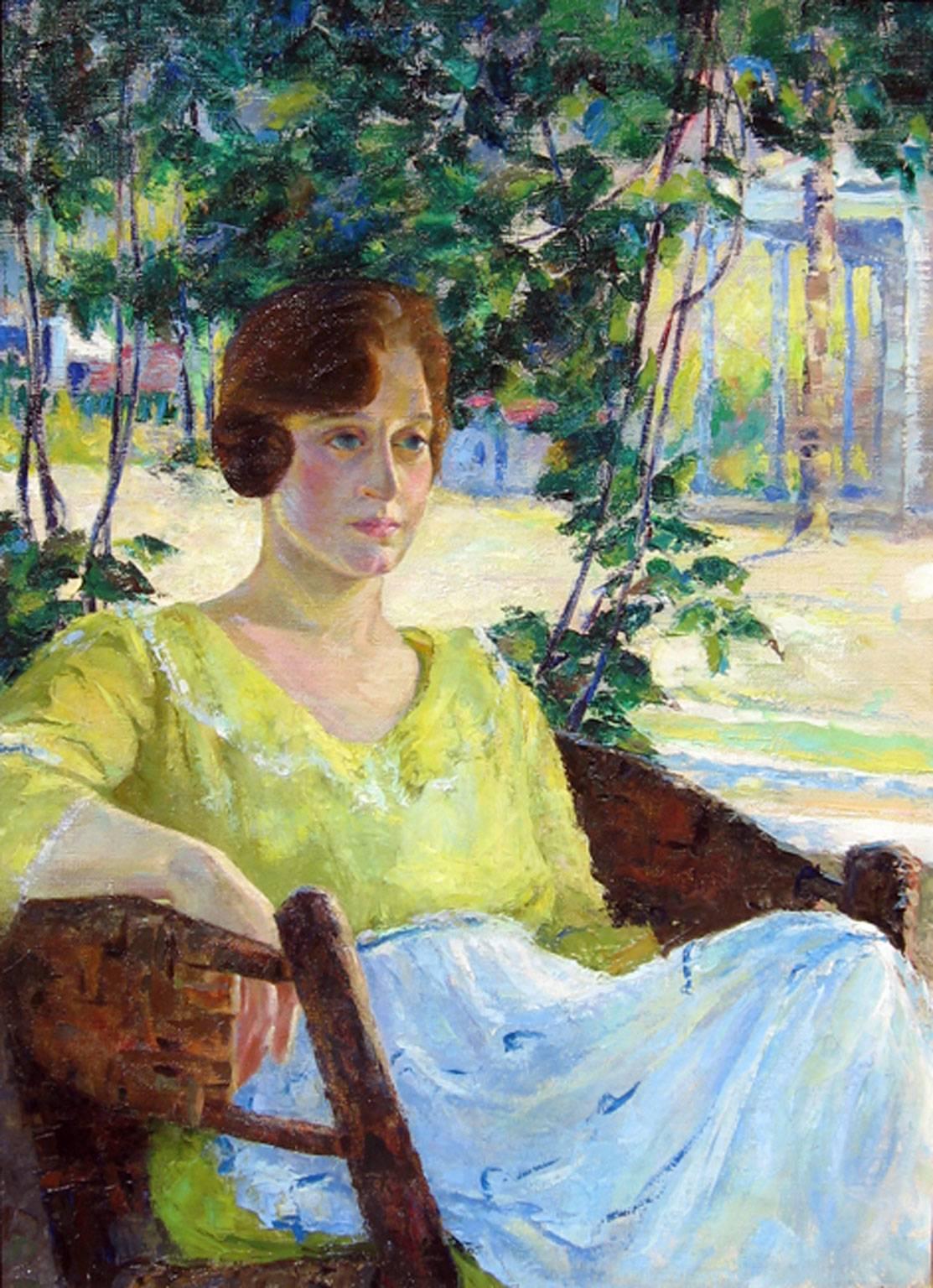 Louise Eleanor Zaring Portrait Painting - A Portrait of Eleanor, Oil on Canvas, American