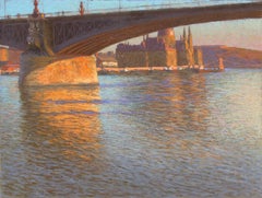 Margaret Bridge, Budapest, Pastel on Canvas, Hugo Poll, Hungarian