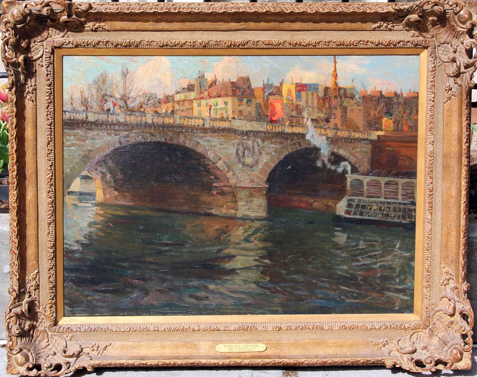 Pont Saint-Michel, Paris, Oil on Canvas, Richard Hayley Lever, American, 1904 For Sale 1