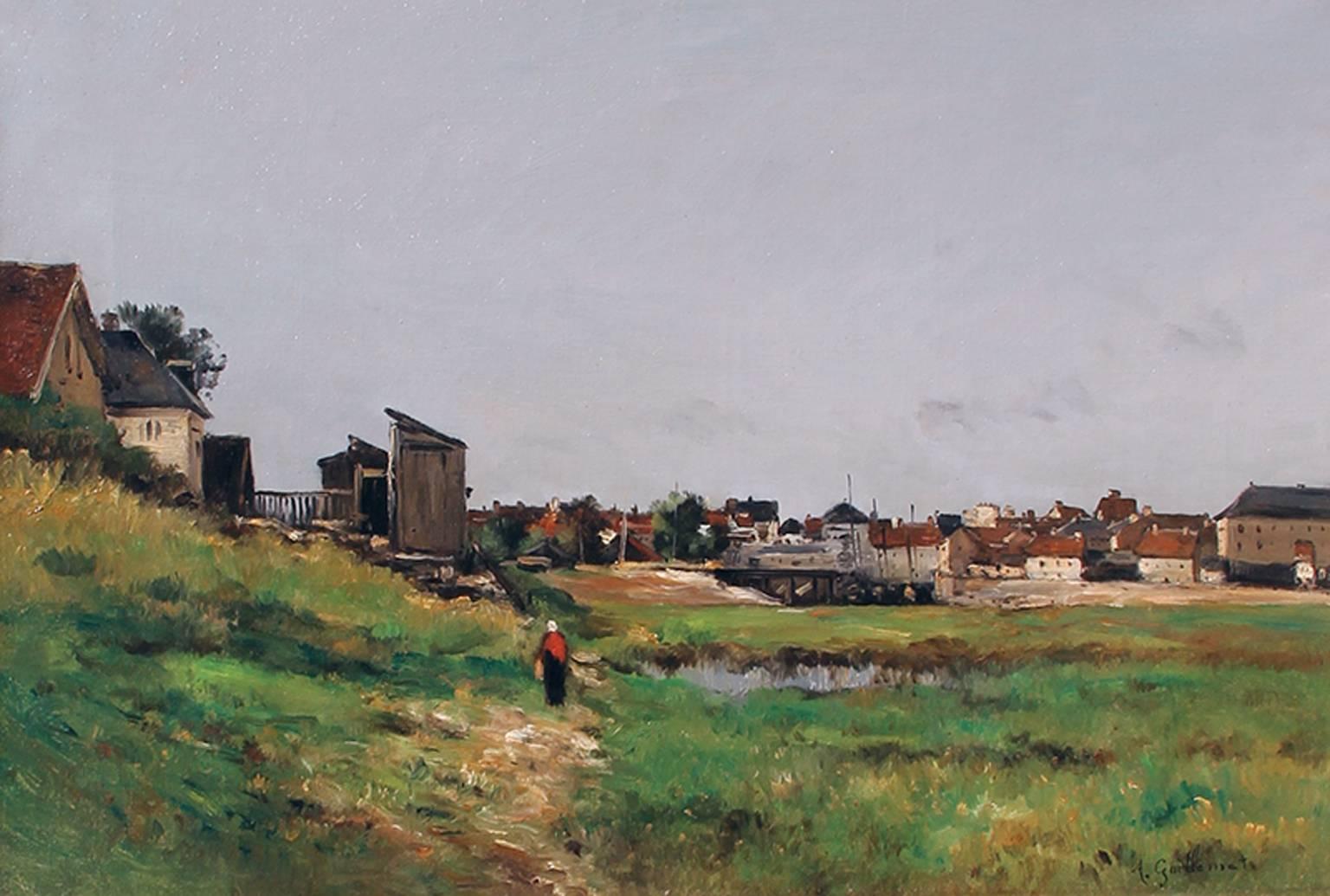 Jean-Baptiste-Antoine Guillemet Landscape Painting – Le Basin de Port à Marée Basse, Oil on Canvas, Antoine Guillemet, French