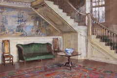 Entrance Hall, Moffatt-Ladd House, Gouache on Paper, Walter Gay, American, 1923