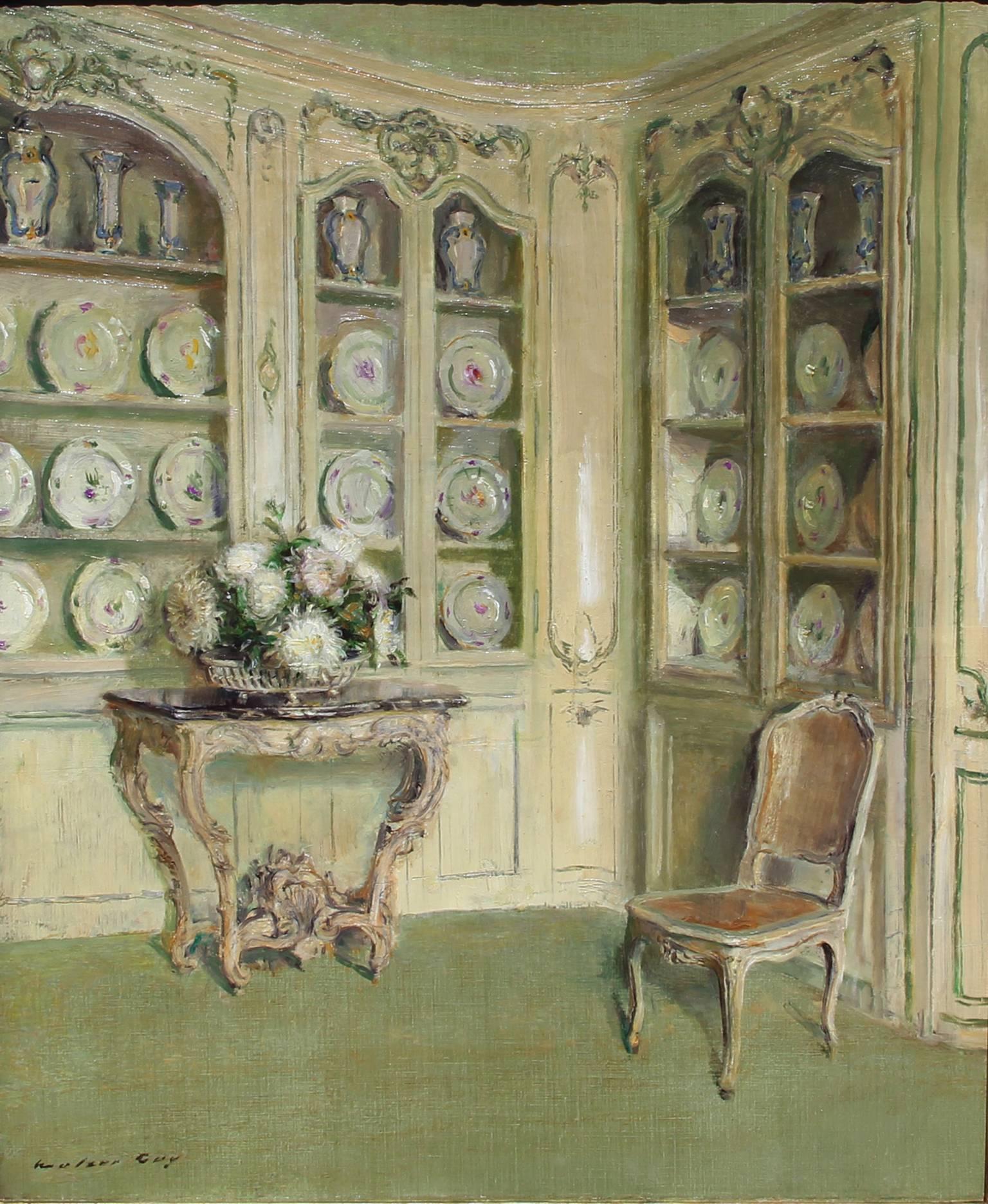 WALTER GAY
American, 1856–1937

Porcelains, Château du Bréau

Signed Walter Gay
Oil on canvas
21¾ x 18¼ inches (55.2 x 46.4 cm)
Framed: 29 x 25 inches (73.8 x 63.6 cm)

Provenance
M. Knoedler & Co., New York
Clarence L. Hay, New York, by 1920
E.