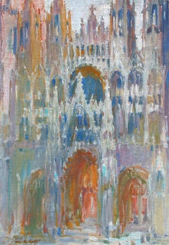 Rouen Cathedral, Gino Emilio Conti, American, Impressionist