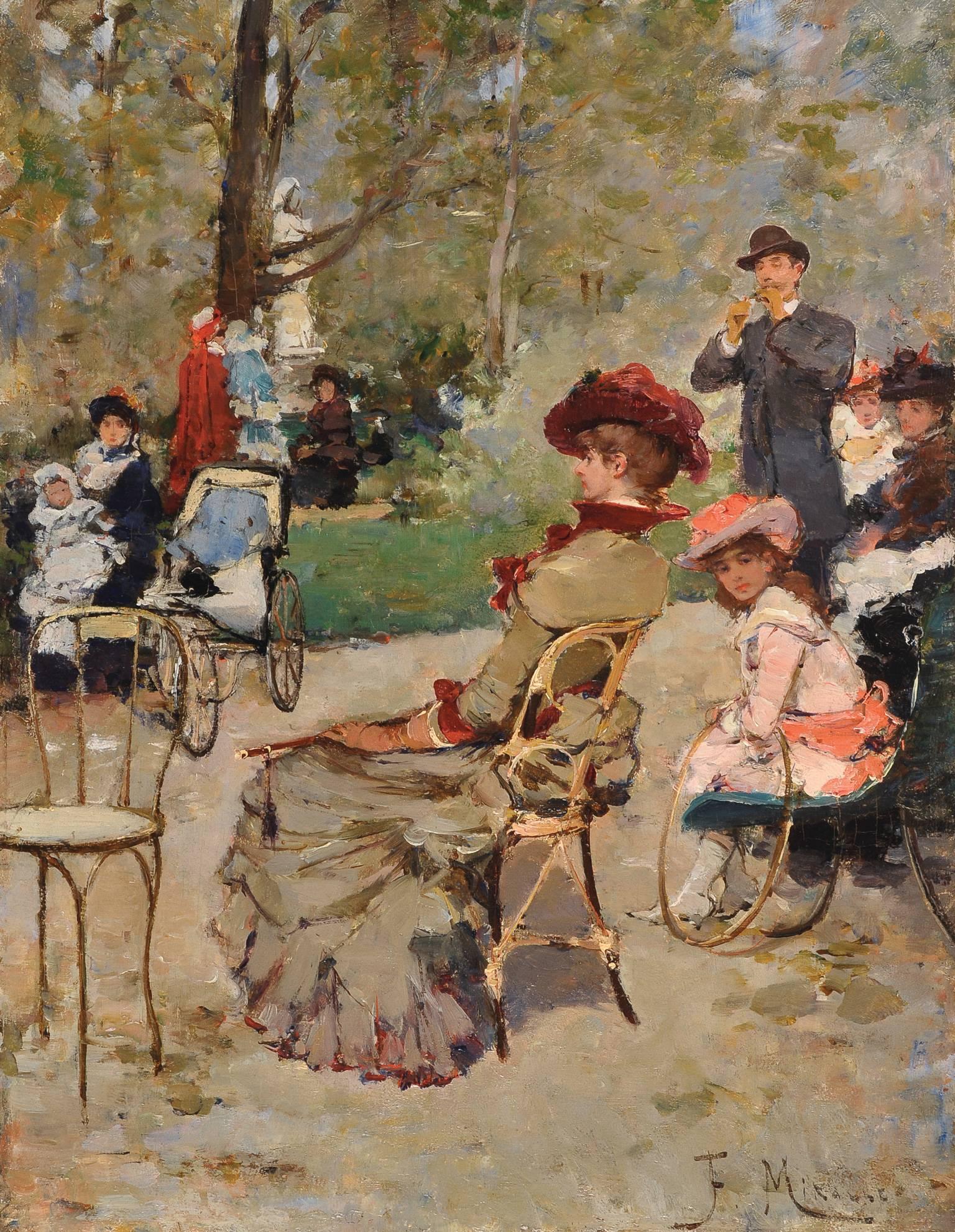 Francesc Miralles i Galaup Figurative Painting - Luxembourg Gardens, Paris, Francisco Miralles, Spanish