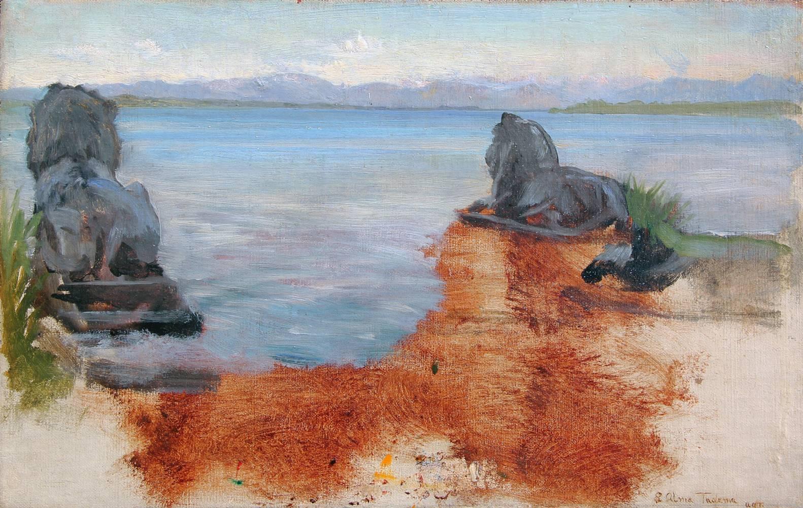 Sir Lawrence Alma-Tadema Landscape Painting - A Lake in Bavaria -  British - Landscape