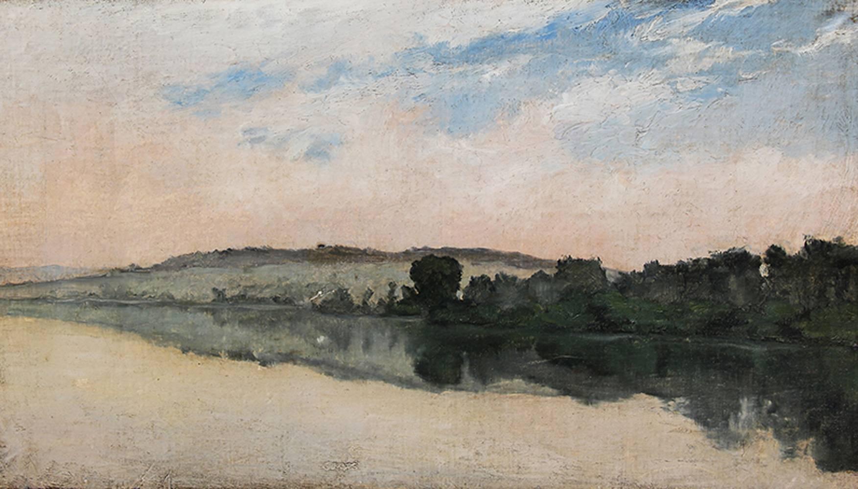 Richard Parkes Bonington Landscape Painting - Bords de la Seine - ATTRIBUTED TO RICHARD PARKES BONINGTON 