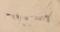 A Clothesline - Jean-Baptiste-Camille Corot - Pencil on Paper - French