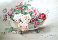 A Bouquet of Roses - Madeleine Lemaire - Watercolor - French