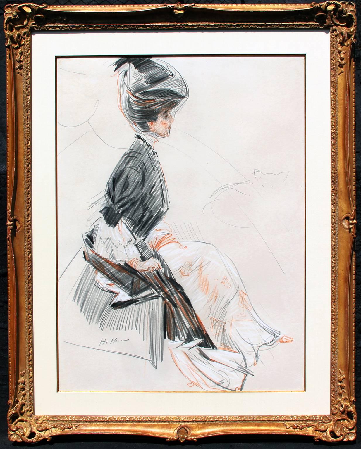 Winaretta Singer, Princesse Edmond de Polignac, Chalk on Paper, French - Art by Paul César Helleu