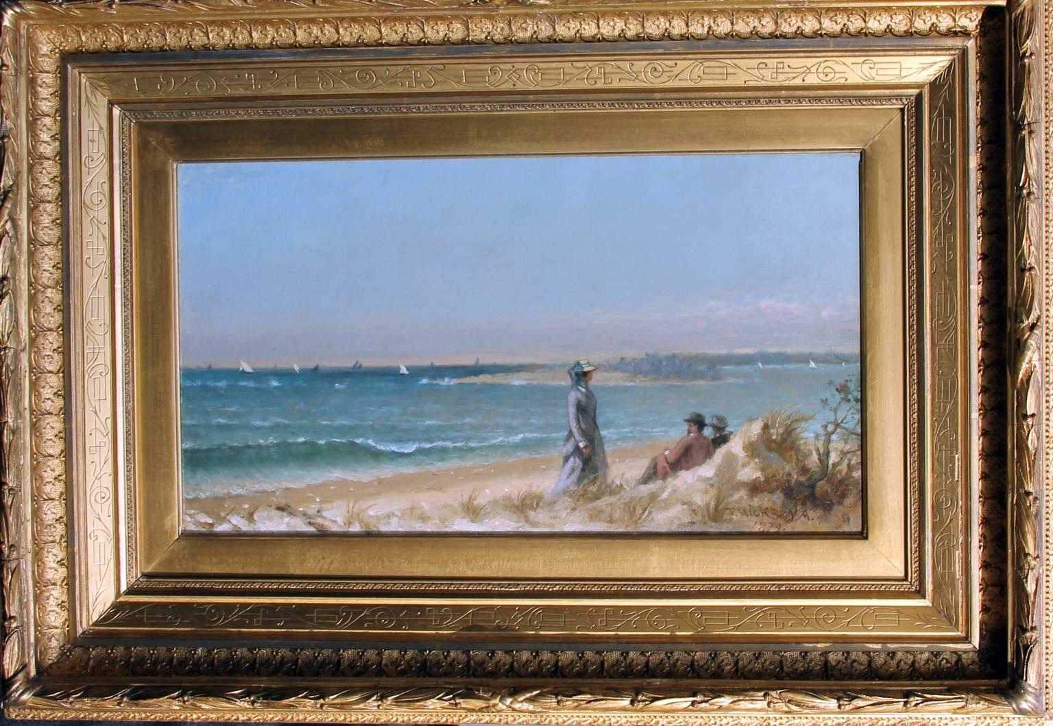 Great Egg Harbor, Oil on Canvas, 1879, American - Painting by Thomas Hicks