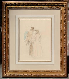 An Intimate Moment, Pencil & Watercolor on Paper, French