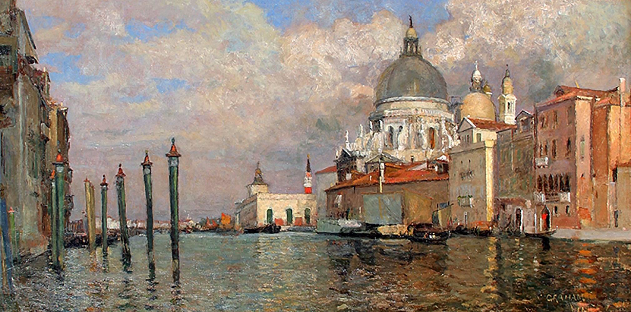 William Graham Landscape Painting - Dogana and Salute from the Prefetura, Venice, Oil on Canvas, 1886