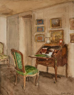 The Boudoir, Château du Bréau, Watercolor on Paper, Walter Gay, American