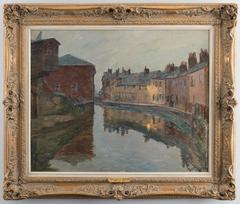 William S. Horton Oil Painting Entitled “Canal at Night”