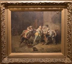 19th Century Oil Painting by Giorgio Baldero (Italy) – “Tavern Brawl”