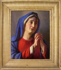 Antique Original Oil Painting by Alois Binder Entitled Praying Madonna