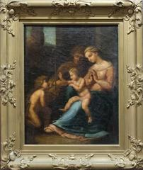After Raphael (Italian 1483-1520), Oil Painting, “Virgin and Child with the Infa
