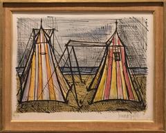 Vintage Signed Bernard Buffet Lithograph "Beach Tents"