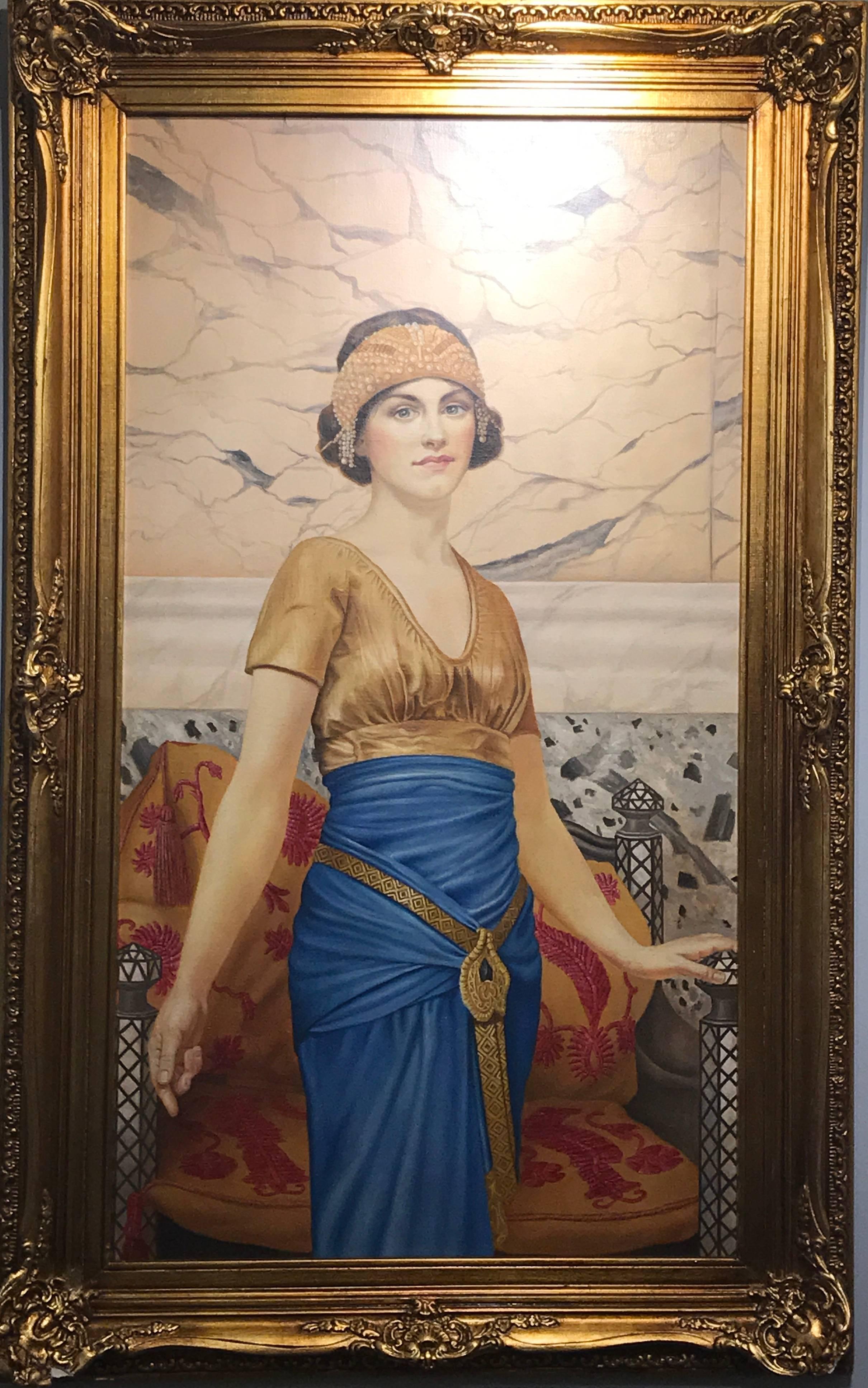 William Clarke Wontner Portrait Painting - Large Early 20th Century British Neo-Classical Oil Painting 