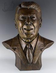 Vintage Large Museum Quality Life Size Bronze Bust of Ronald Reagan by Harland Young