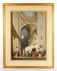  19th Century Watercolor Painting by Joseph Nash, “Pilgrims, Canterbury Cathedral