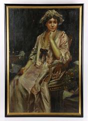 Large 19th Century Oil Painting – Portrait of a Woman