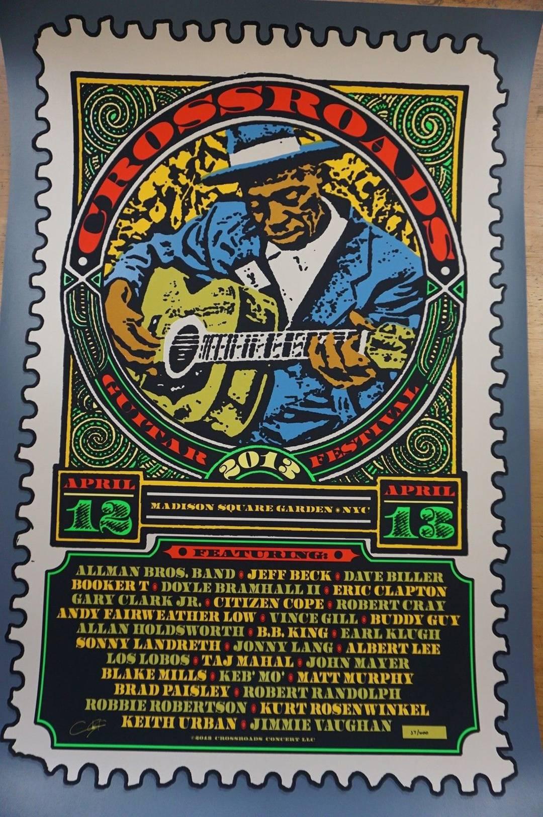  Original Crossroads Guitar Festival Poster – 2013, Ron Donovan & Chuck Sperry - Mixed Media Art by Ron Donovan and Chuck Sperry