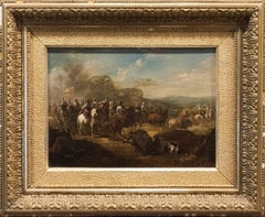 18th C. Oil Painting Entitled Conquistadors After Battle – Worksh Francisco Goya