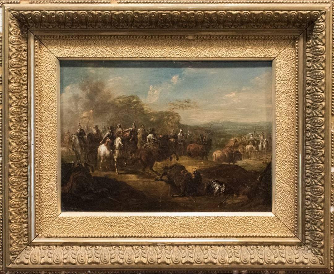 Francisco Goya Landscape Painting - 18th Century Oil Painting Entitled Conquistadors After Battle 