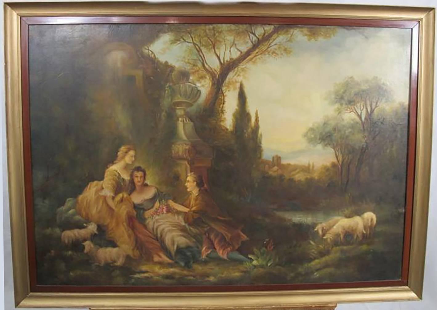 Unknown Landscape Painting - In the Manner of Nicolas Lancret – Large 18th Century Rococo Oil Painting