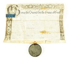 English Letters Patent Issued by King George II in 1749 on Vellum w/seal