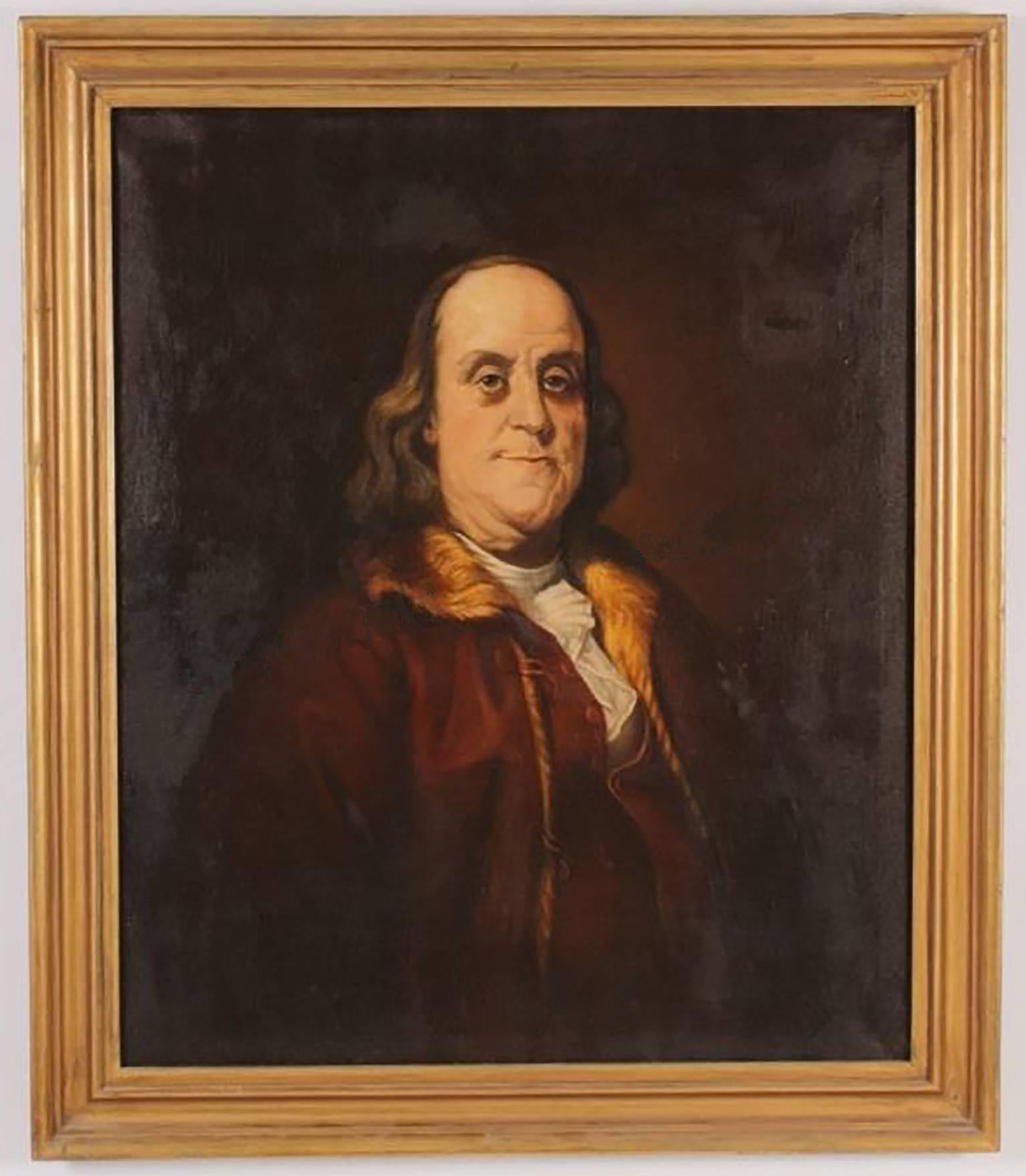 Unknown Portrait Painting - Portrait of Benjamin Franklin After Joseph Duplessis (1725-1802)
