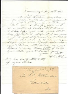 Profound Civil War Confederate Letter Dated 1861