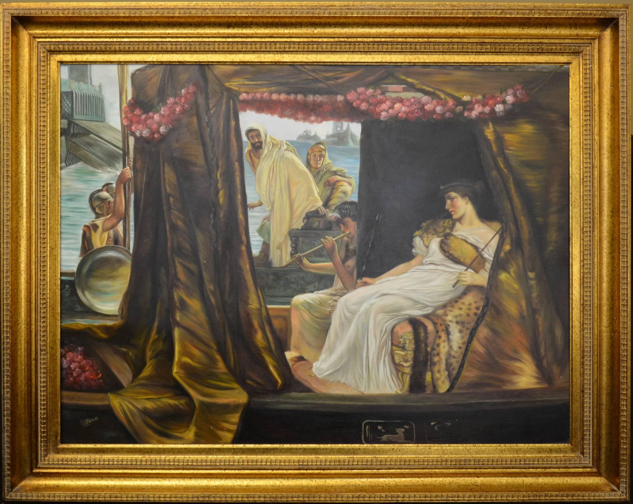 Unknown Figurative Painting - Oil Painting After Sir Lawrence Alma-Tadema Entitled “Anthony and Cleopatra"