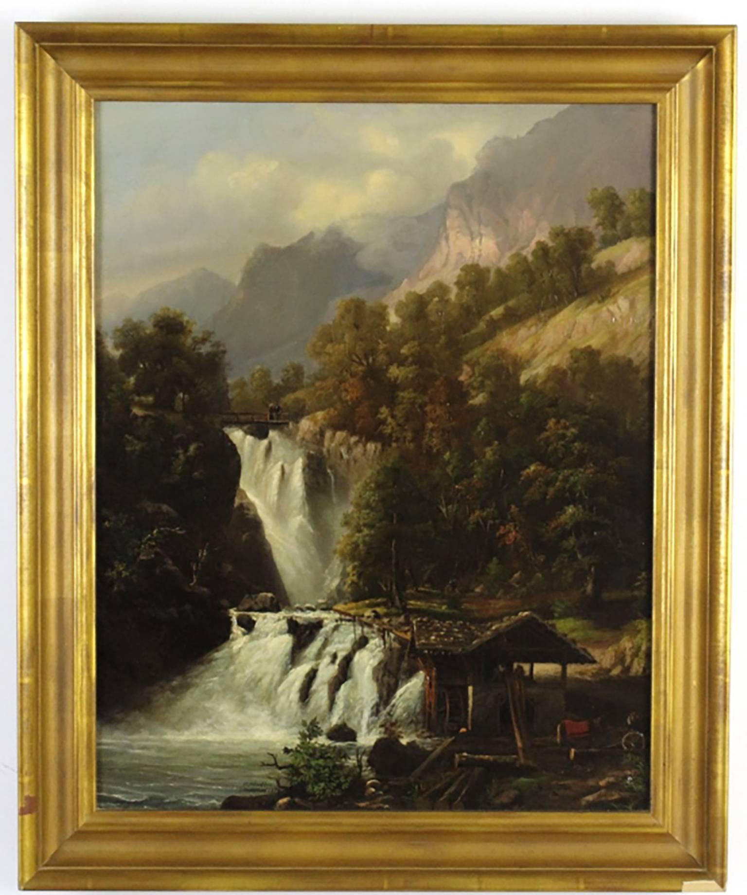 Franz Adolf Christian Müller Landscape Painting - 19th Century Landscape Oil Painting by Franz Adolf Christian Muller