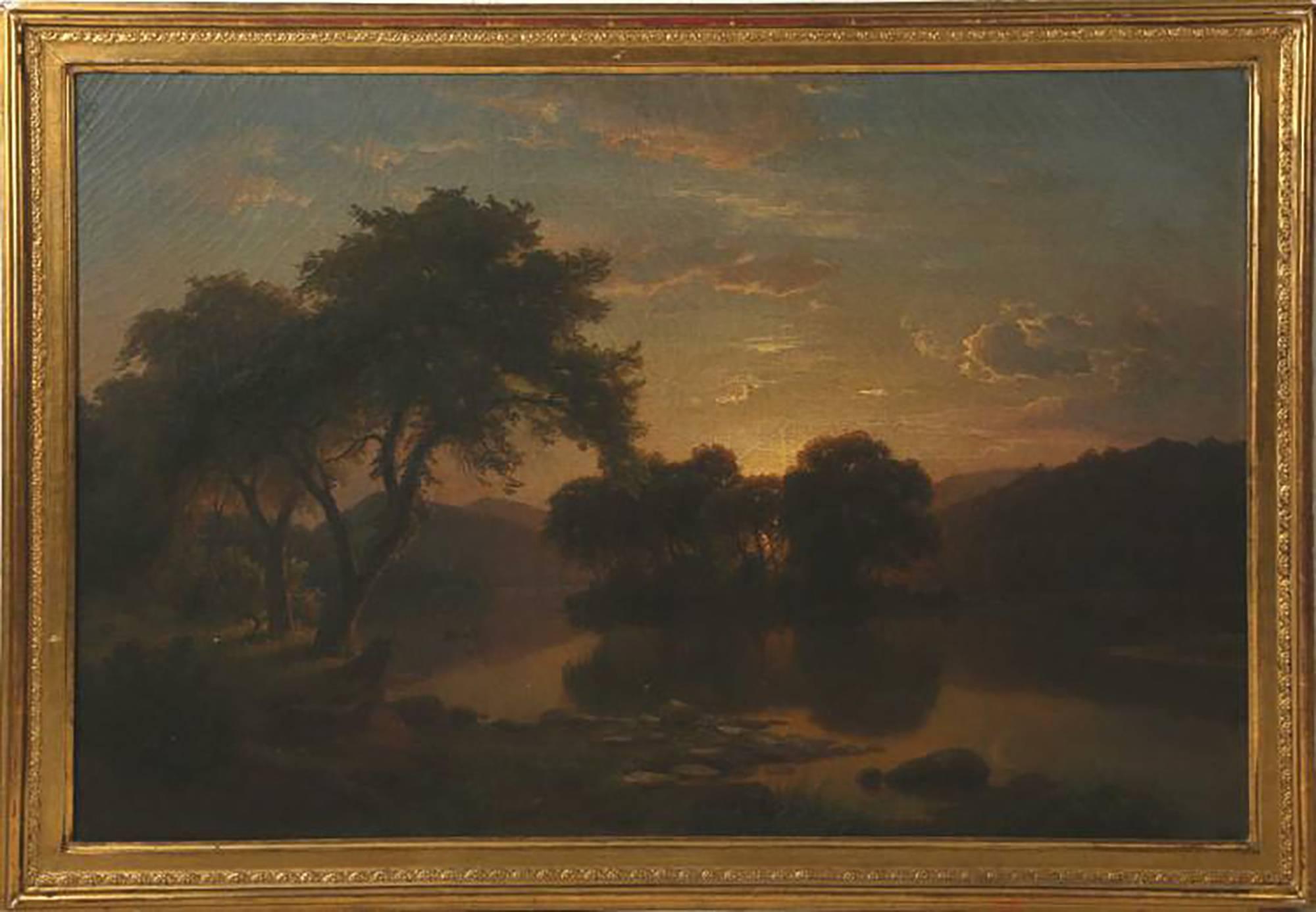 Unknown Landscape Painting – Paul Weber Original-Ölgemälde aus dem 19. Jahrhundert